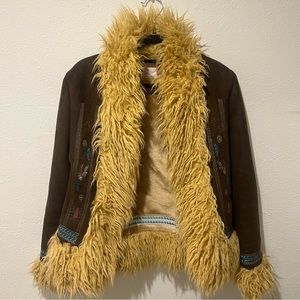 Vintage 60’s style faux leather jacket with fur